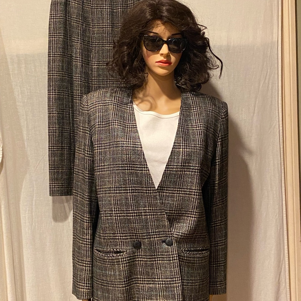 Vintage Robinsons Plaid Skirt Suit Size 10